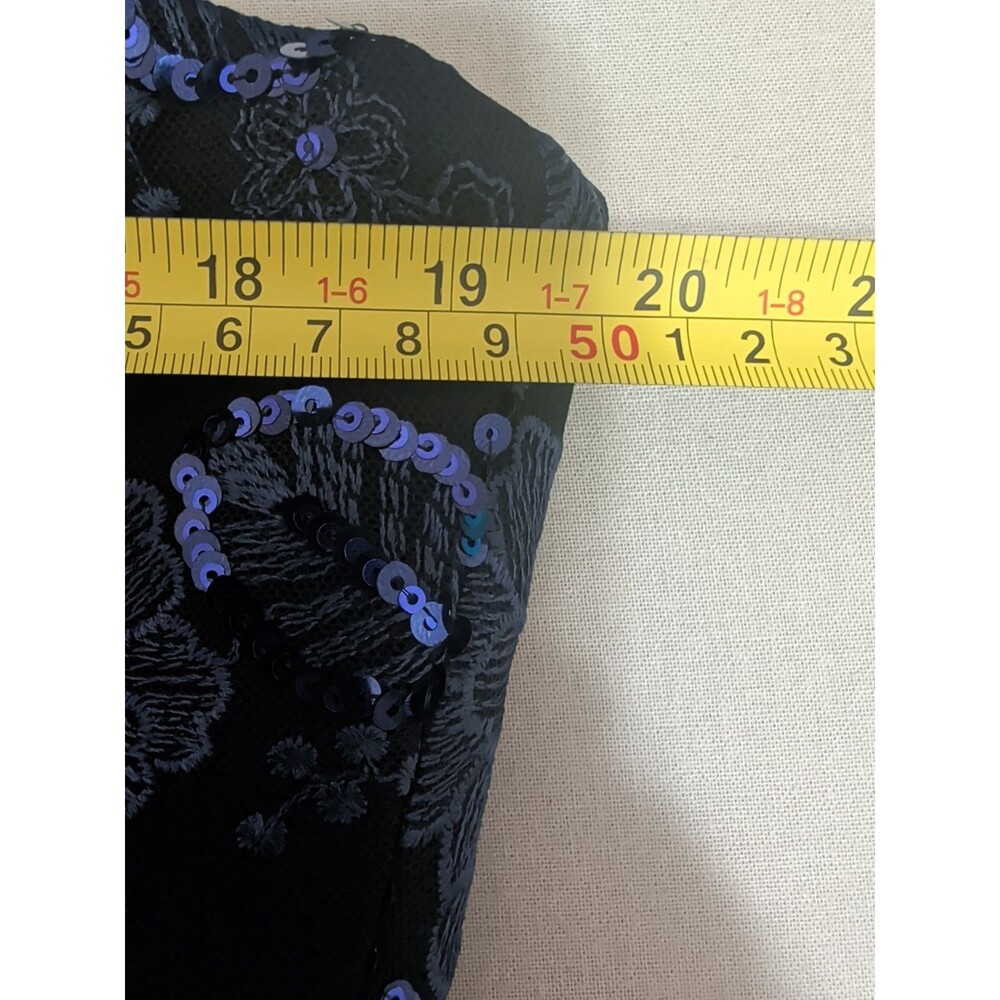 Dress The Population Anabel Women XXL Navy Blue Sequin Embroidered Floral Gown - Picture 10 of 16